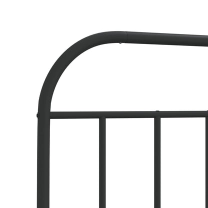 Sleek Black Metal Bed Frame with Footboard 90x200cm - No Mattress