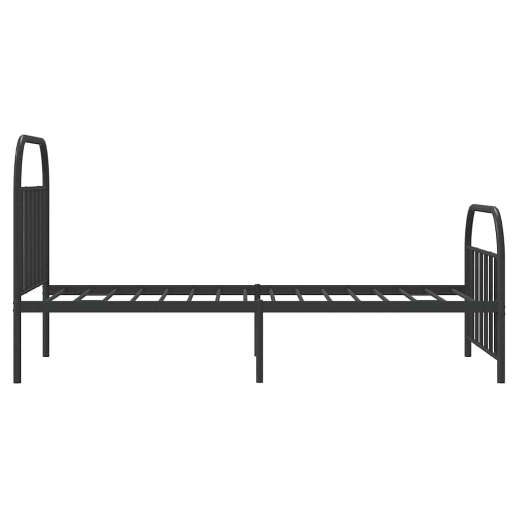 Stylish Black Metal Bed Frame 100x190cm with Footboard