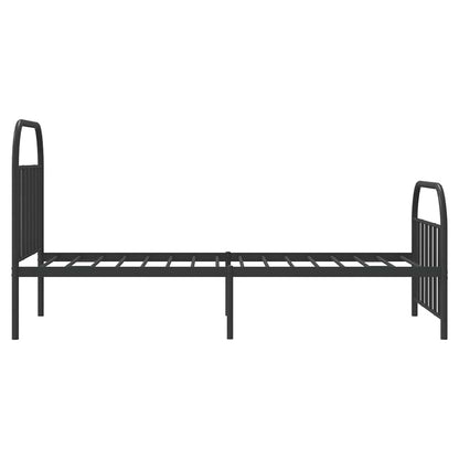 Stylish Black Metal Bed Frame 100x190cm with Footboard