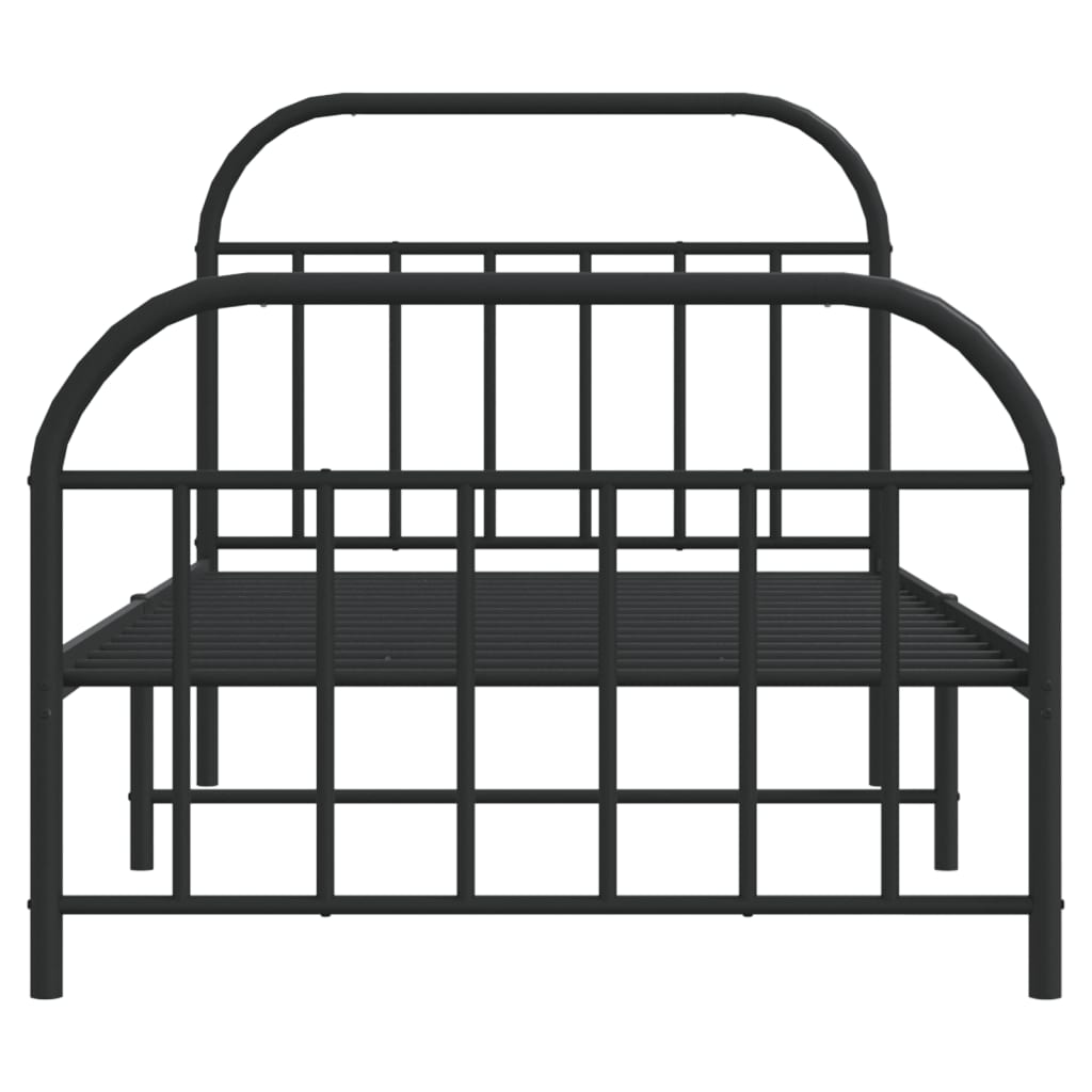 Black Metal Bed Frame with Footboard, 107x203cm, No Mattress