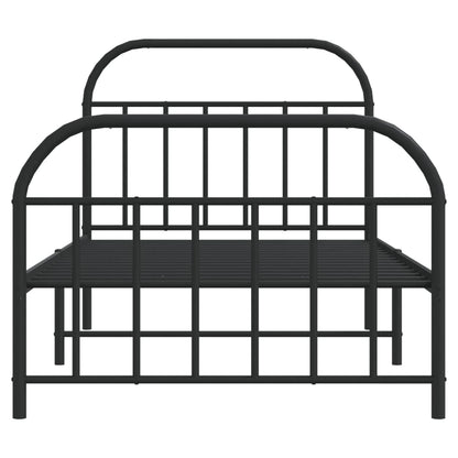 Black Metal Bed Frame with Footboard, 107x203cm, No Mattress