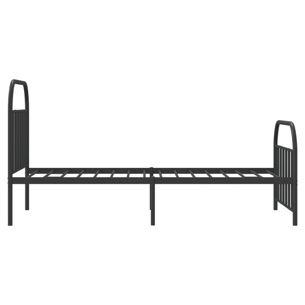 Black Metal Bed Frame with Footboard, 107x203cm, No Mattress
