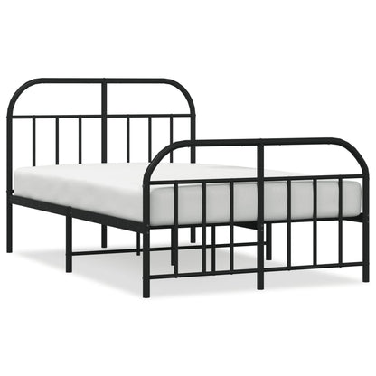 Black Metal Bed Frame with Footboard, No Mattress, 120x190cm