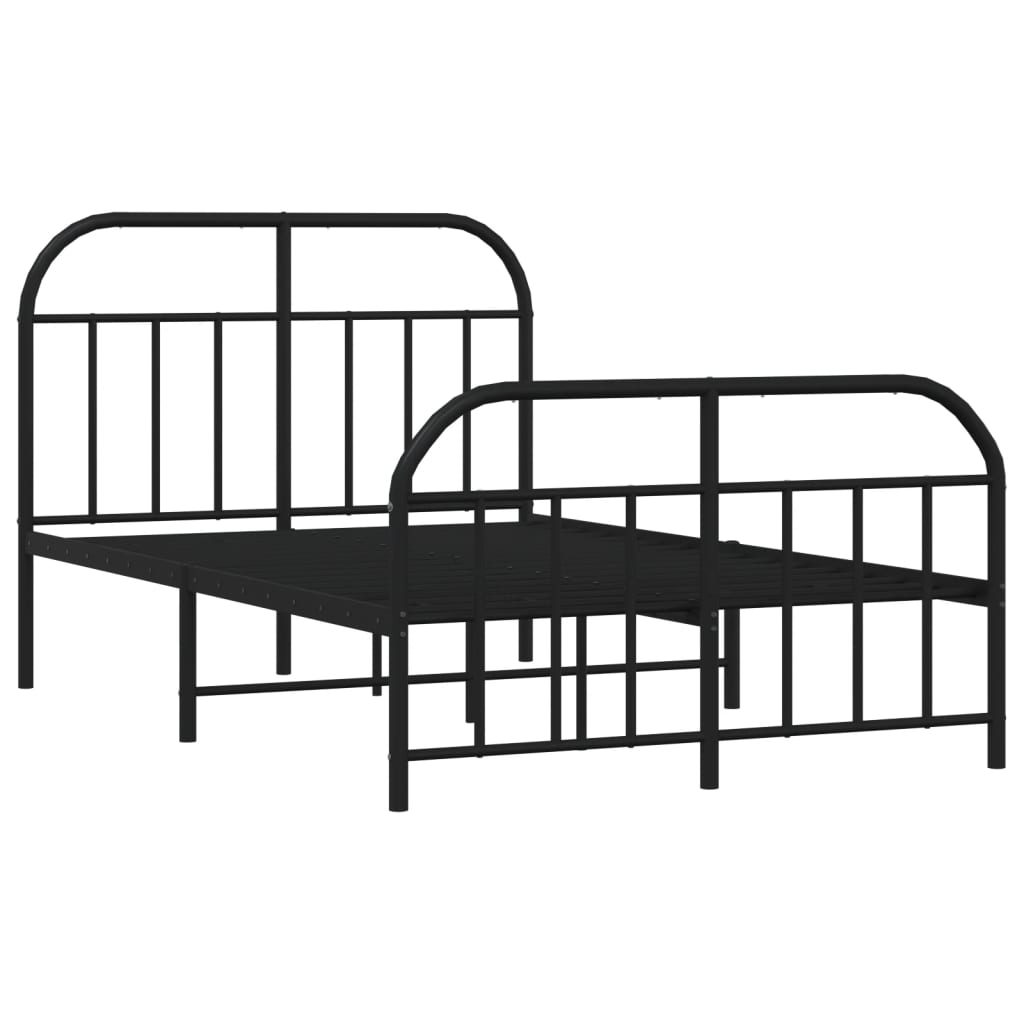 Black Metal Bed Frame with Footboard, No Mattress, 120x190cm