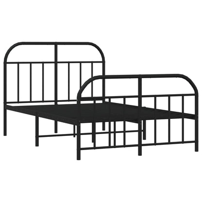 Black Metal Bed Frame with Footboard, No Mattress, 120x190cm
