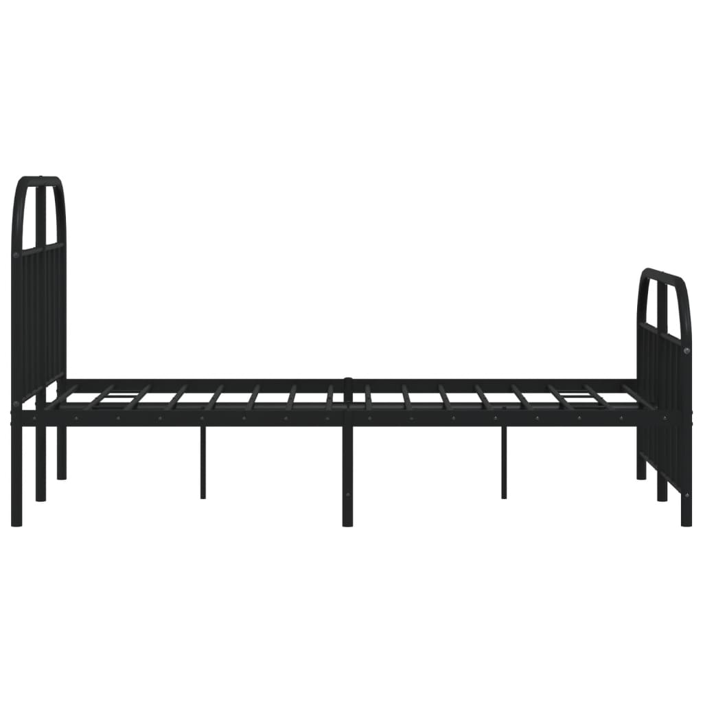 Black Metal Bed Frame with Footboard, No Mattress, 120x190cm