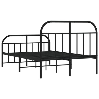 Black Metal Bed Frame with Footboard, No Mattress, 120x190cm