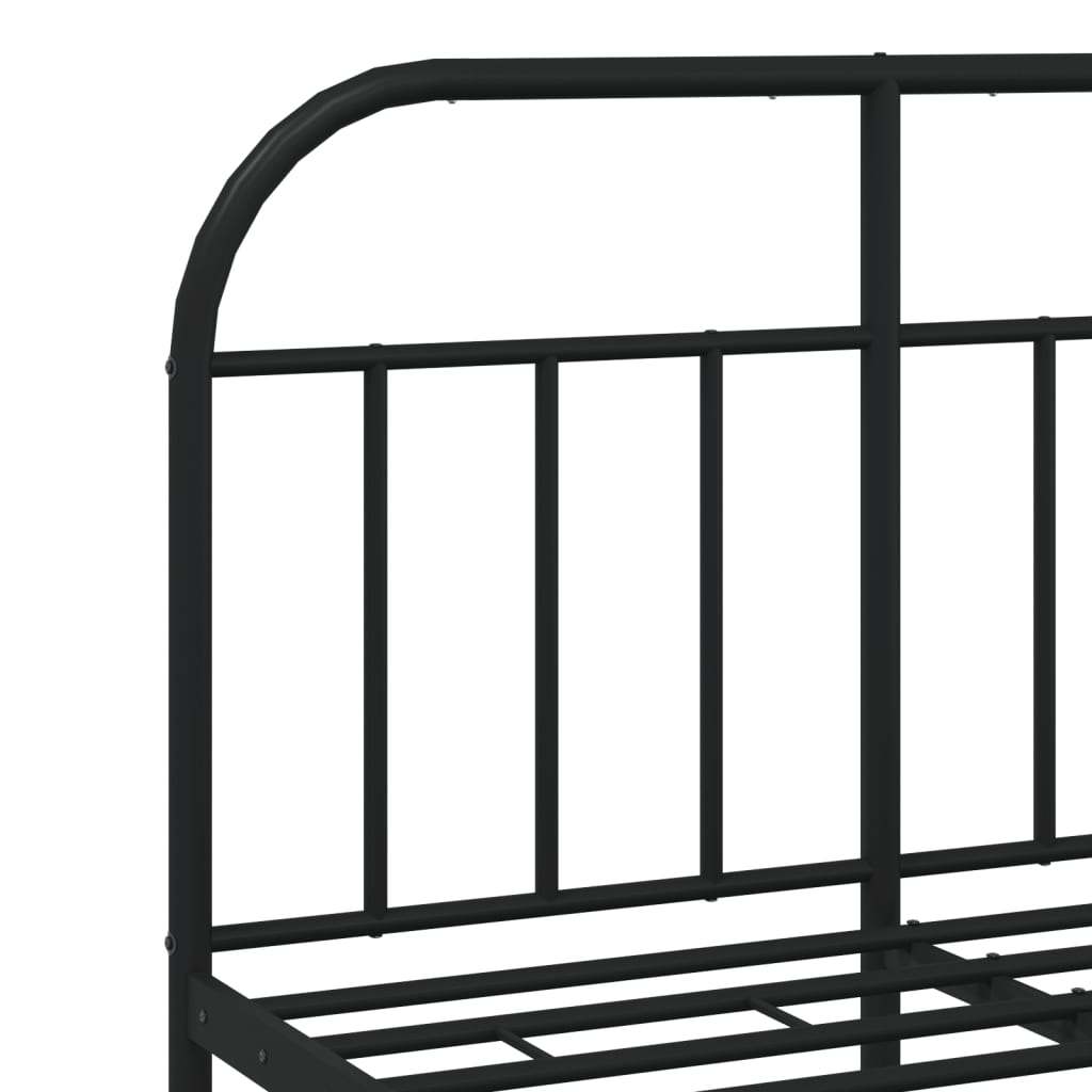 Black Metal Bed Frame with Footboard, No Mattress, 120x190cm