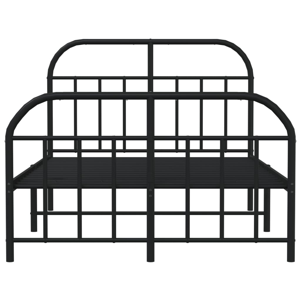 Black Metal Bed Frame with Footboard - 120x200cm, No Mattress