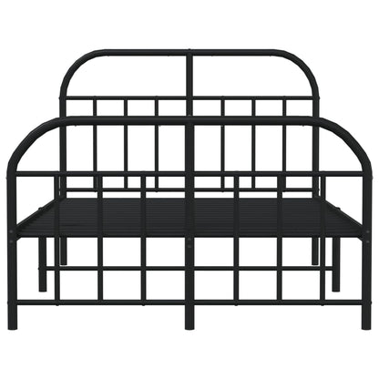 Black Metal Bed Frame with Footboard - 120x200cm, No Mattress
