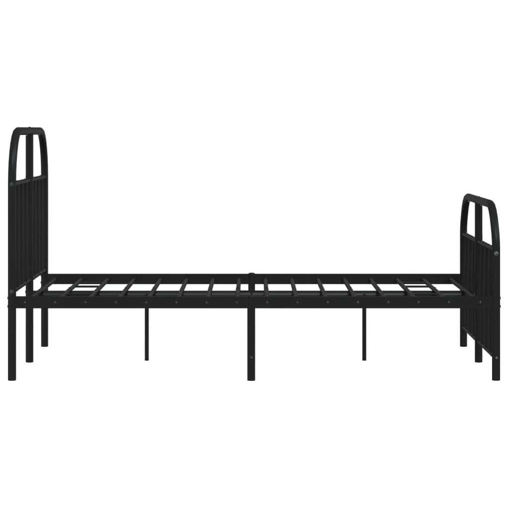 Black Metal Bed Frame with Footboard - 120x200cm, No Mattress