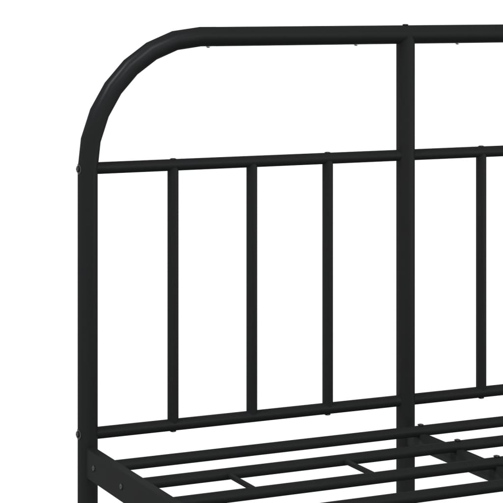 Black Metal Bed Frame with Footboard - 120x200cm, No Mattress