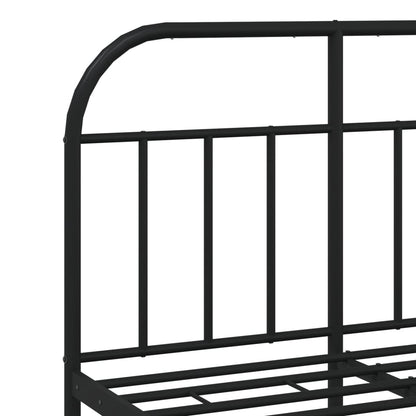 Black Metal Bed Frame with Footboard - 120x200cm, No Mattress