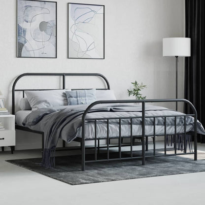 Metal Bed Frame without Mattress with Footboard Black 140x200cm