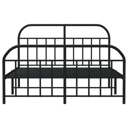Metal Bed Frame without Mattress with Footboard Black 140x200cm