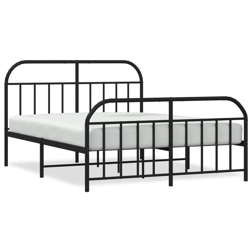 Sleek Black Metal Bed Frame with Footboard | 160x200cm