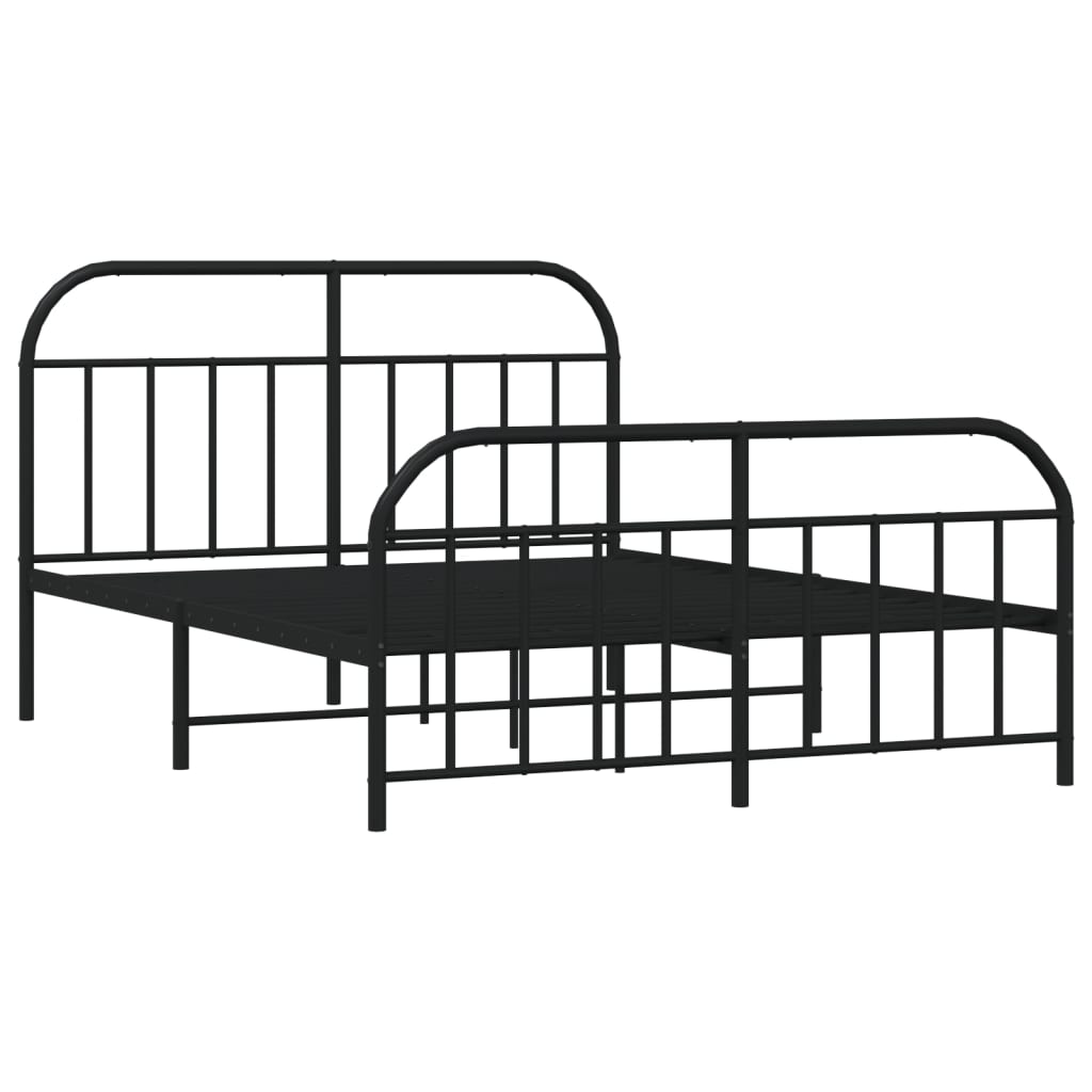 Sleek Black Metal Bed Frame with Footboard | 160x200cm