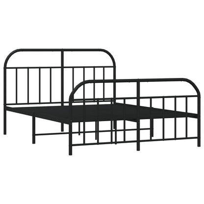Sleek Black Metal Bed Frame with Footboard | 160x200cm