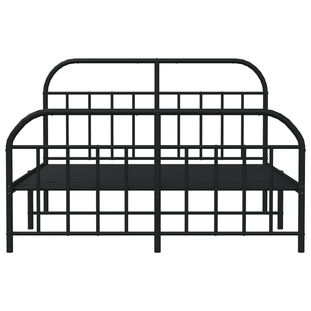Sleek Black Metal Bed Frame with Footboard | 160x200cm