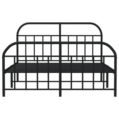 Sleek Black Metal Bed Frame with Footboard | 160x200cm