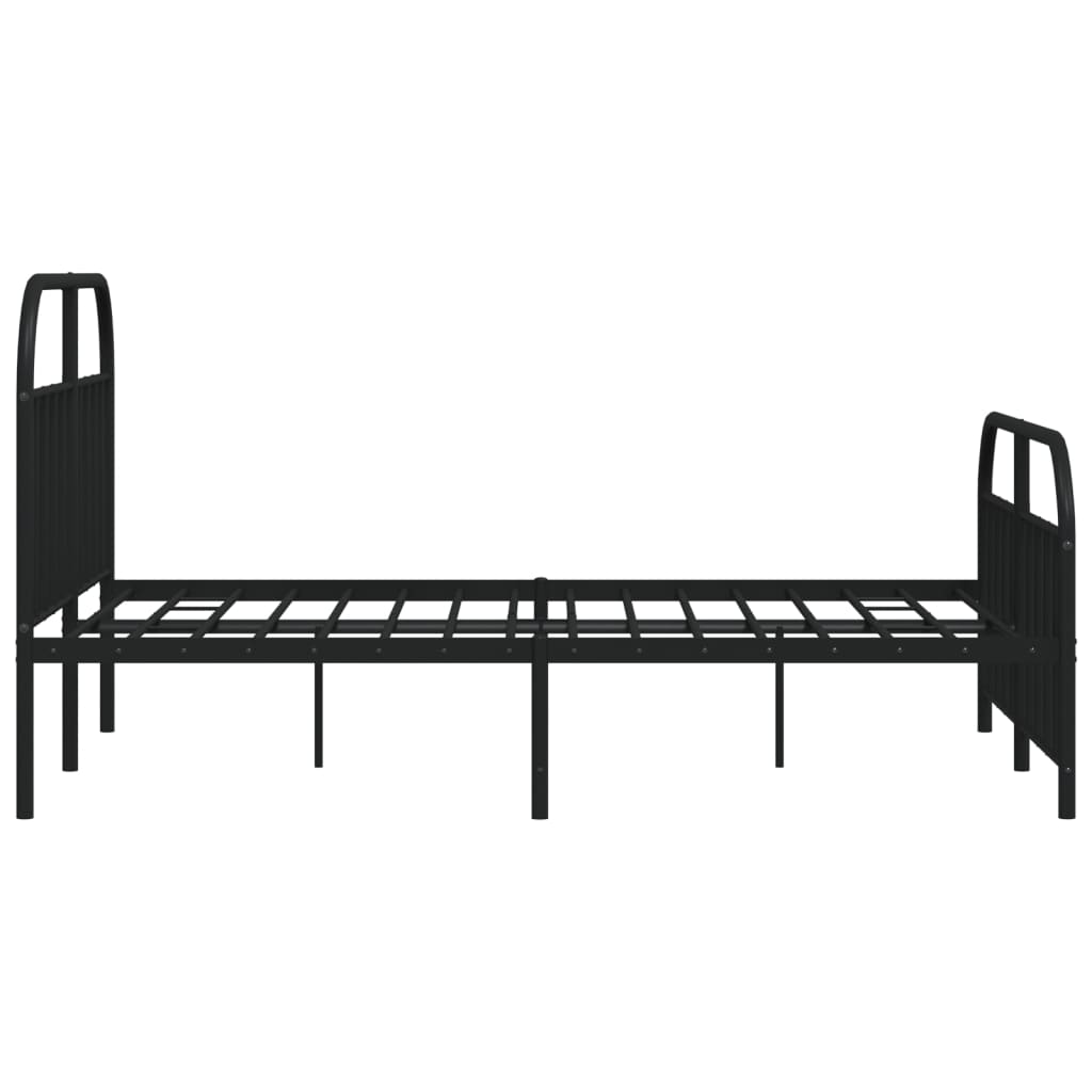 Sleek Black Metal Bed Frame with Footboard | 160x200cm