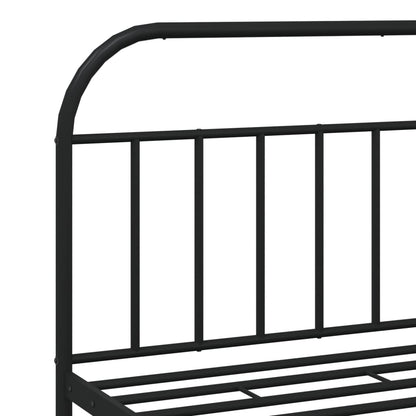 Sleek Black Metal Bed Frame with Footboard | 160x200cm