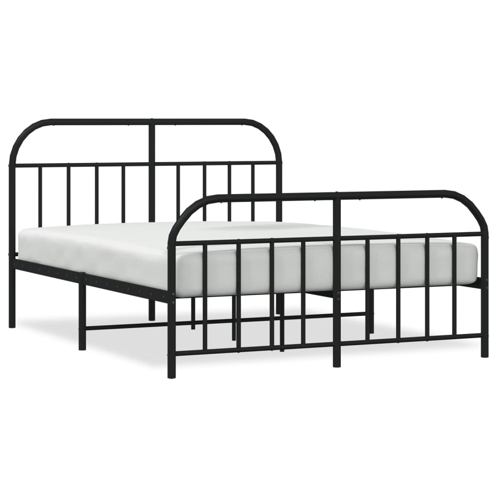 Black Metal Bed Frame with Footboard 180x200cm - Sturdy and Stylish