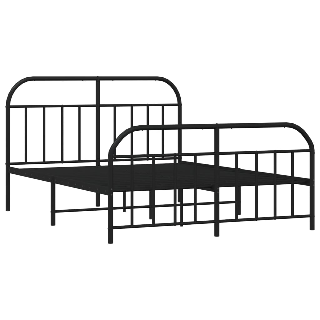 Black Metal Bed Frame with Footboard 180x200cm - Sturdy and Stylish