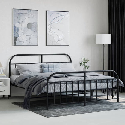 Black Metal Bed Frame with Footboard 180x200cm - Sturdy and Stylish