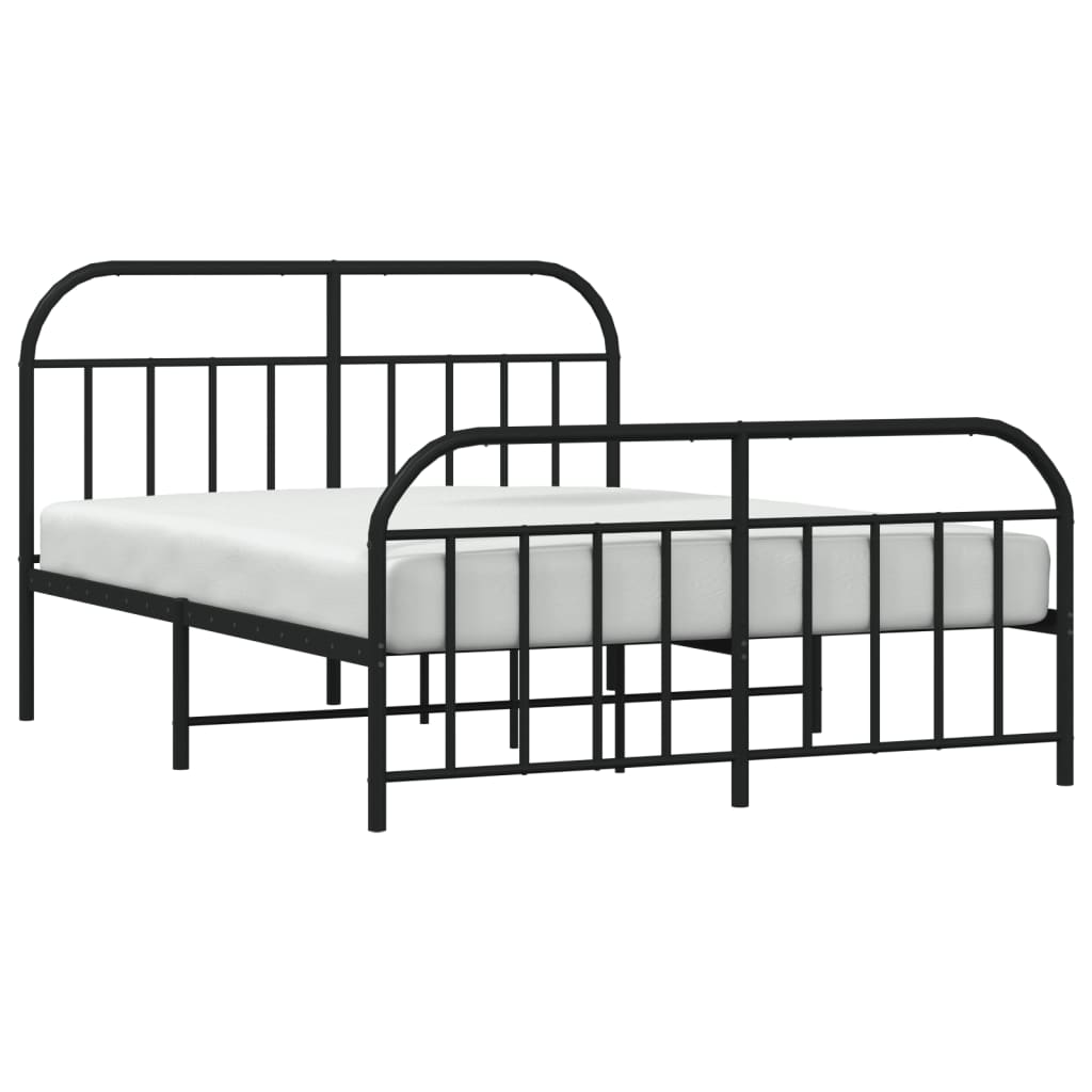 Black Metal Bed Frame with Footboard 180x200cm - Sturdy and Stylish