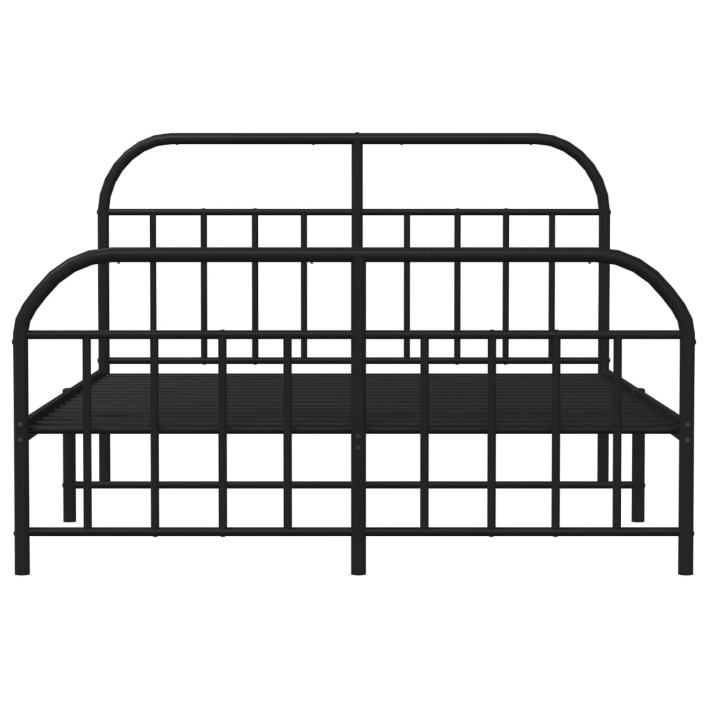 Black Metal Bed Frame with Footboard 180x200cm - Sturdy and Stylish