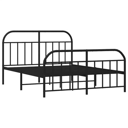 Black Metal Bed Frame with Footboard - 183x213cm Sturdy Design