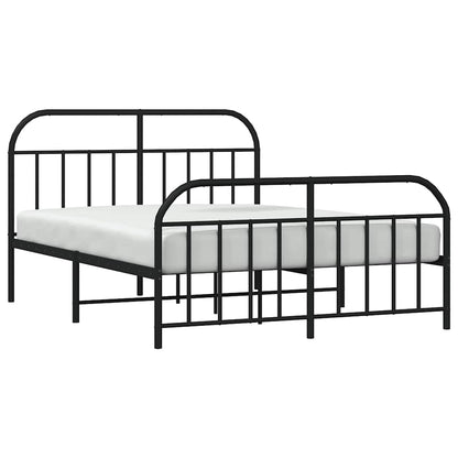 Black Metal Bed Frame with Footboard - 183x213cm Sturdy Design