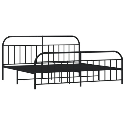 Black Metal Bed Frame with Footboard 200x200cm - Mattress Not Included