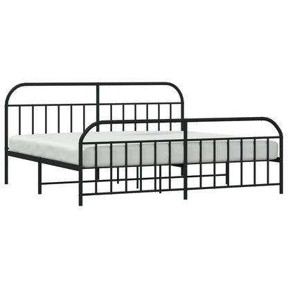 Black Metal Bed Frame with Footboard 200x200cm - Mattress Not Included