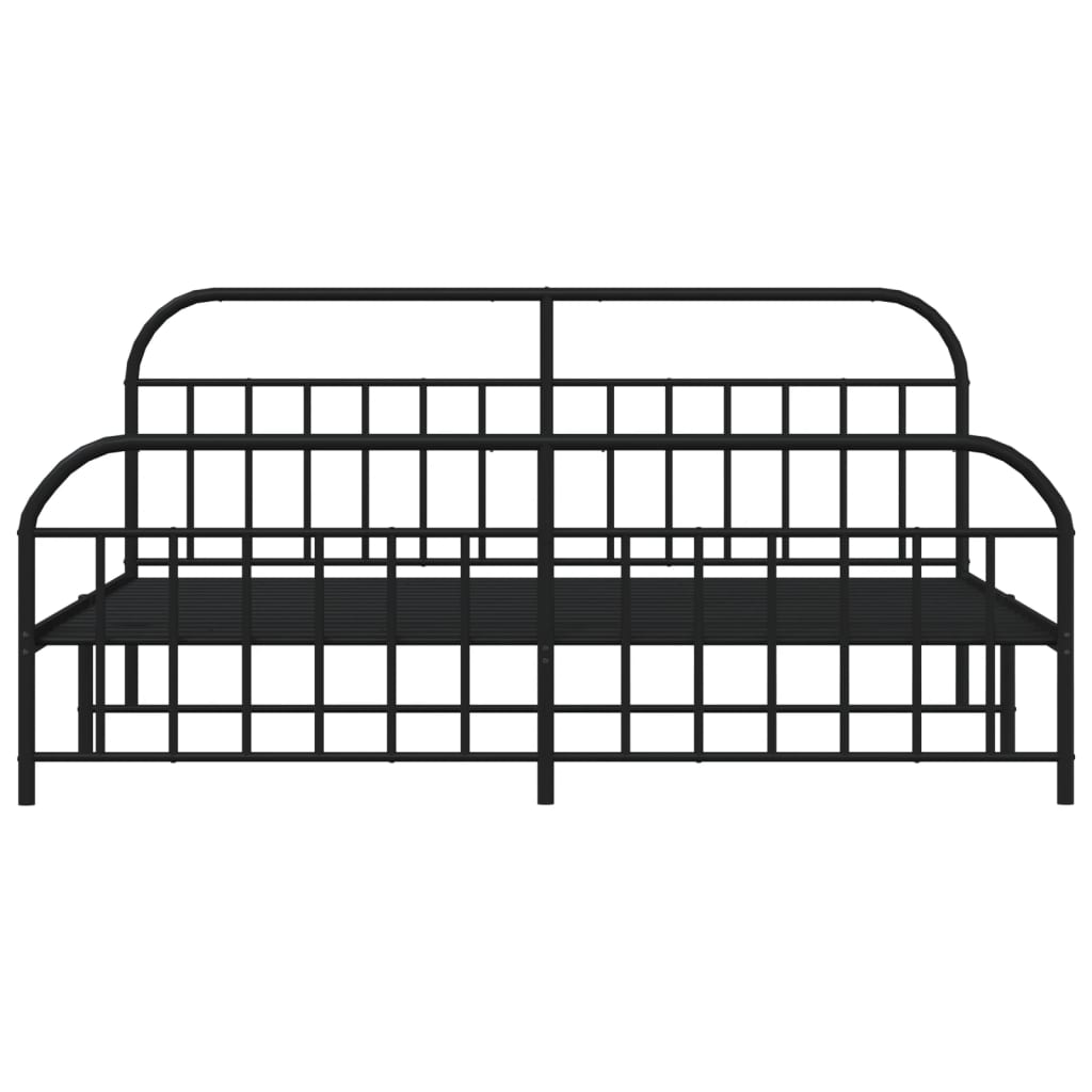 Black Metal Bed Frame with Footboard 200x200cm - Mattress Not Included
