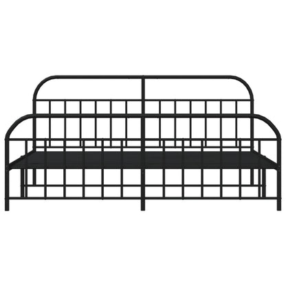 Black Metal Bed Frame with Footboard 200x200cm - Mattress Not Included