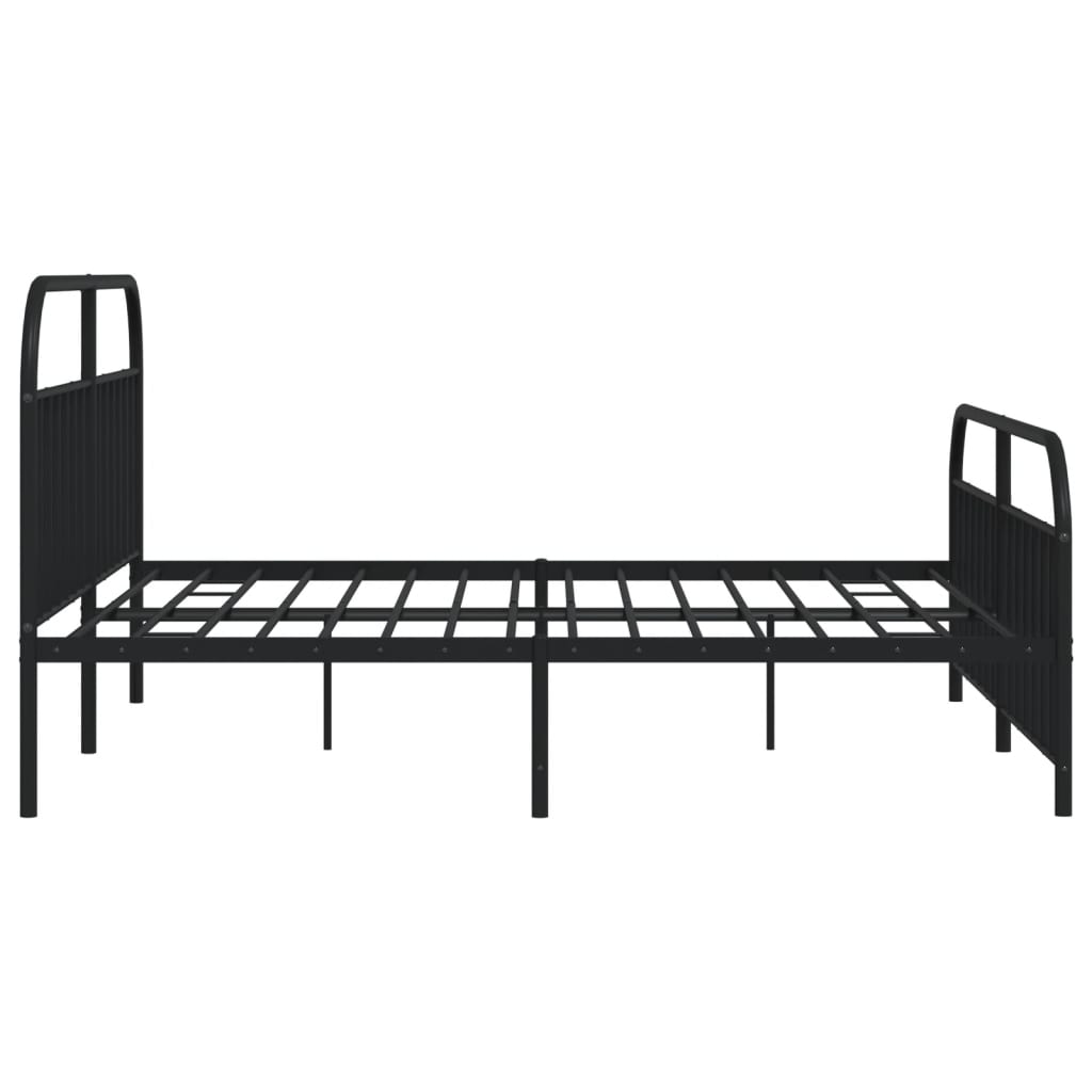 Black Metal Bed Frame with Footboard 200x200cm - Mattress Not Included