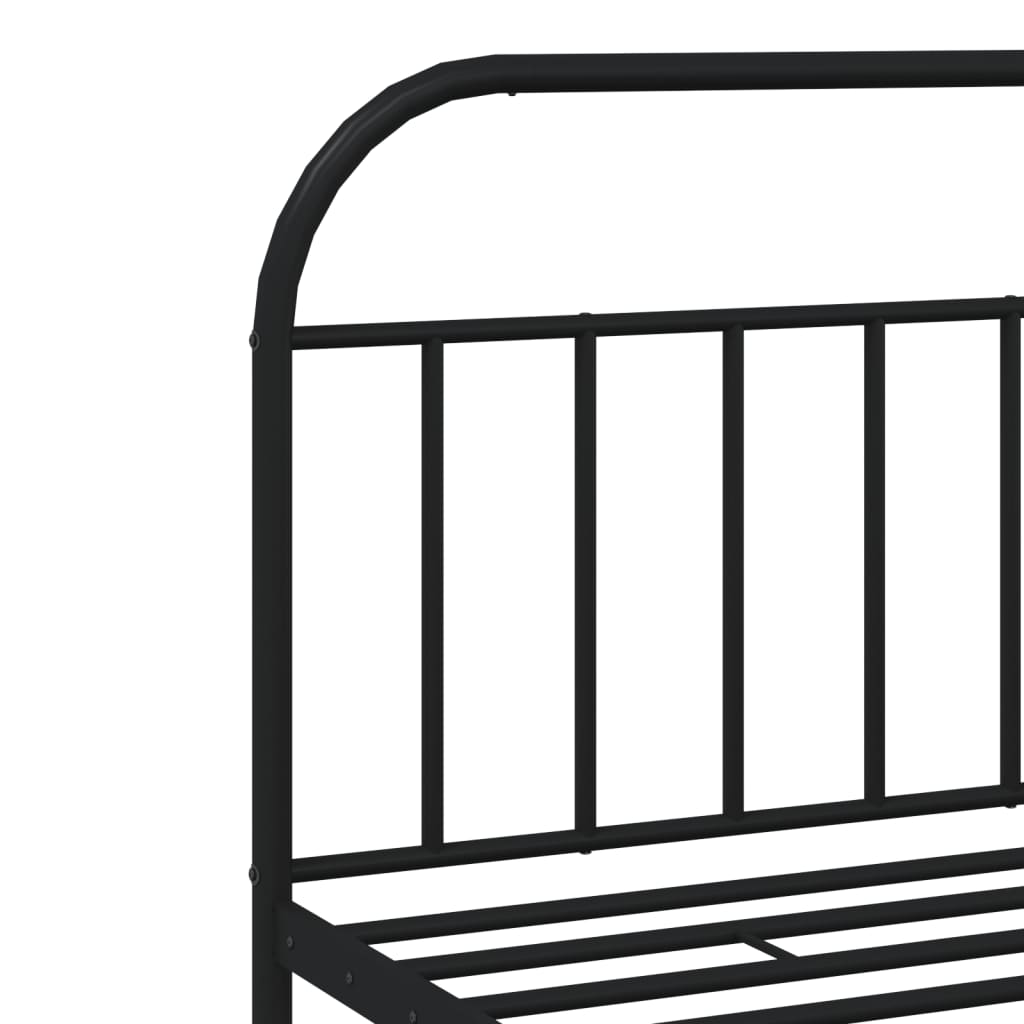 Black Metal Bed Frame with Footboard 200x200cm - Mattress Not Included