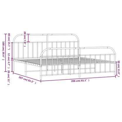 Black Metal Bed Frame with Footboard 200x200cm - Mattress Not Included