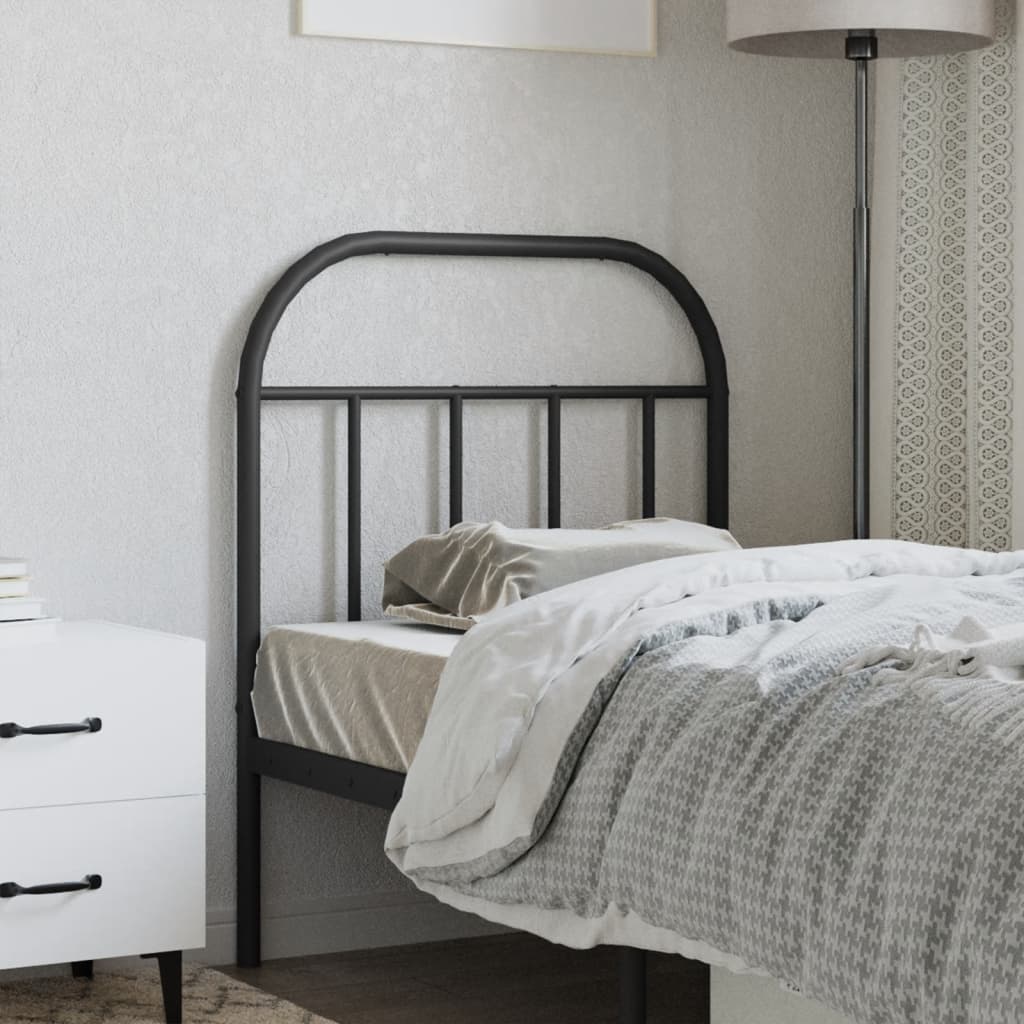 Sleek Black Metal Headboard - Stylish 75 cm Design