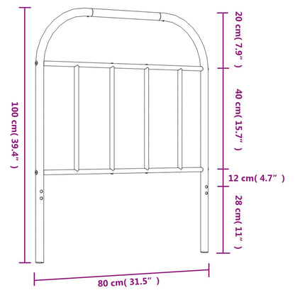 Sleek Black Metal Headboard - Stylish 75 cm Design