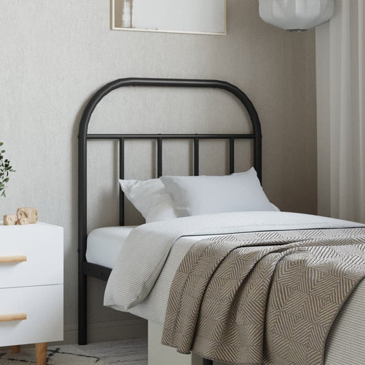 Sleek Black Metal Headboard - Stylish 75 cm Design