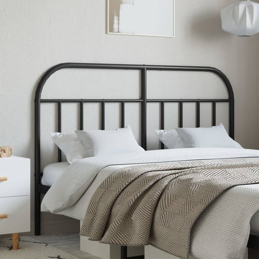 Sleek Black Metal Headboard - 140 cm, Modern Bedroom Elegance