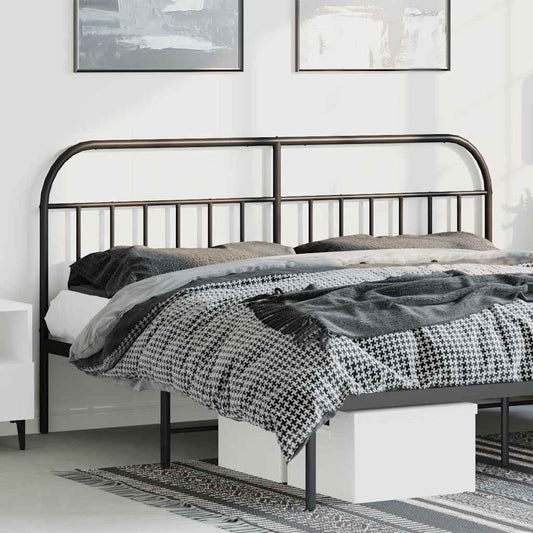 Sleek Black Metal Headboard - 193 cm Sturdy Steel Design