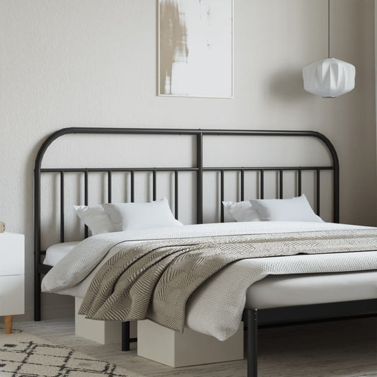 Sleek Black Metal Headboard - 200 cm Stylish Bedroom Decor