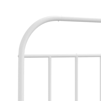 White Metal Bed Frame with Headboard, 80x200cm, No Mattress Included