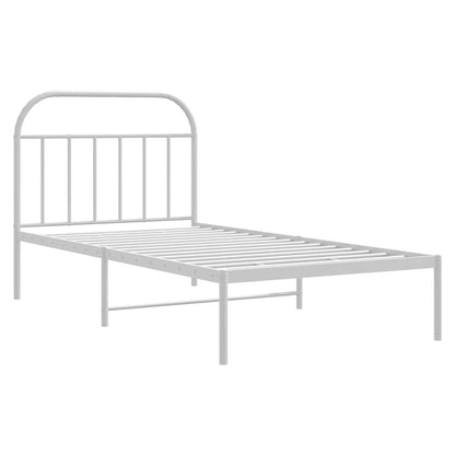 Metal Bed Frame without Mattress with Headboard White 100x200cm
