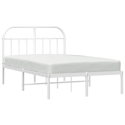 Sturdy White Metal Bed Frame with Headboard 120x190cm (No Mattress)