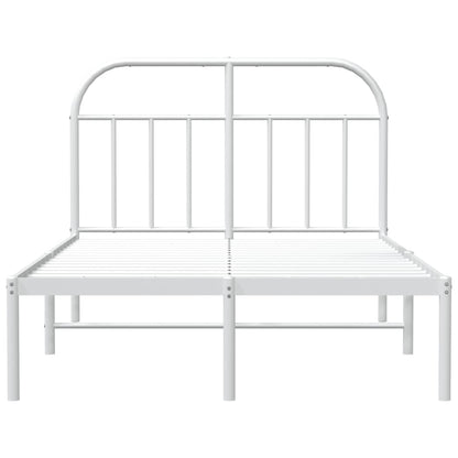Sturdy White Metal Bed Frame with Headboard 120x190cm (No Mattress)